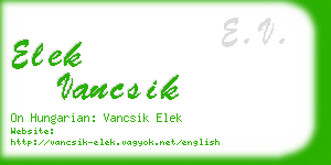 elek vancsik business card